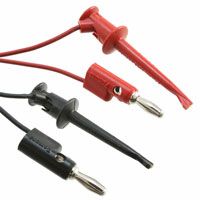 24" 20AWG Mini Hook to Plug Test Leads, 300V, 5A, Gold Copper