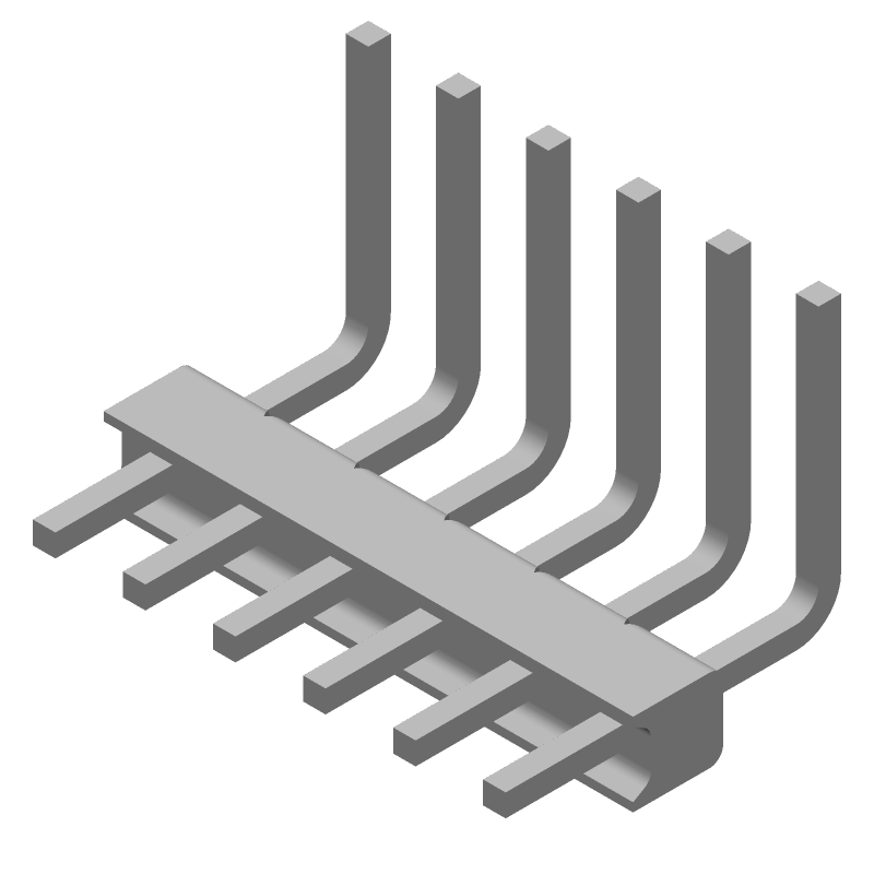 6 Pos 2.54mm RA Solder Header, Male Pin, 5A, Tin