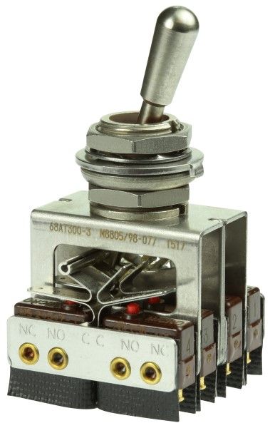 Switch Toggle N.O./N.C. 8PDT Round Lever Solder 7A 115VAC 28VDC Panel Mount with Threads