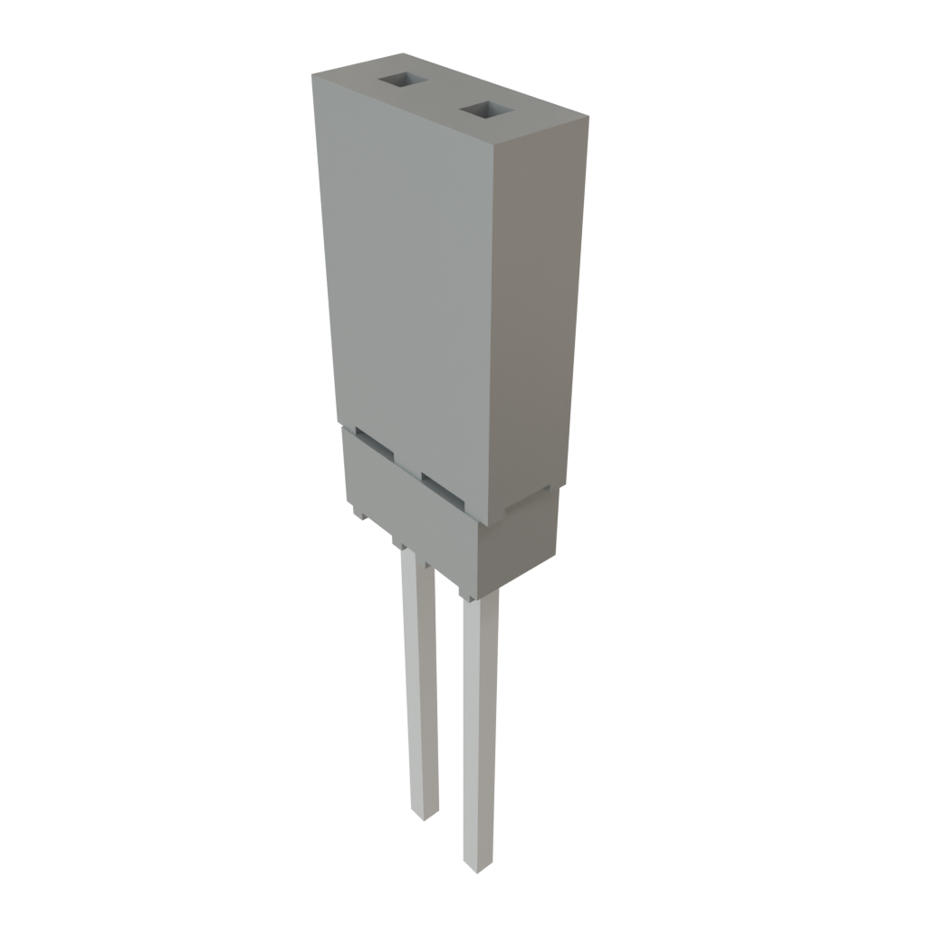 2-Contact Elevated Socket Header, SKT, 2.54mm Pitch, 5.7A, 550VAC, Through Hole