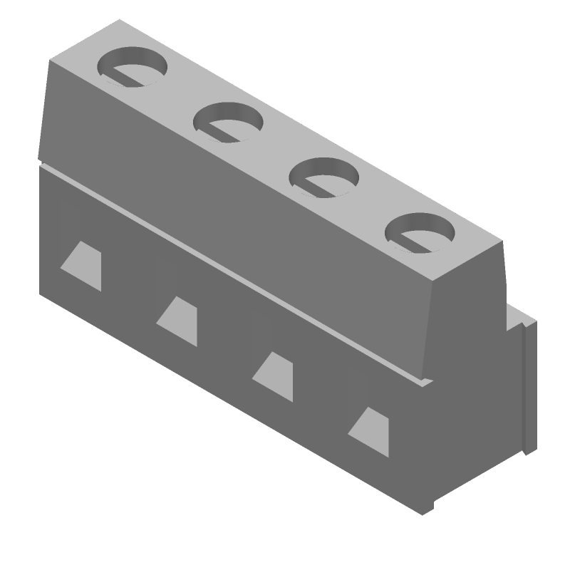 4 Pos Terminal Block, 17.5A, 300V, Straight, Solder, Thru-Hole, Green