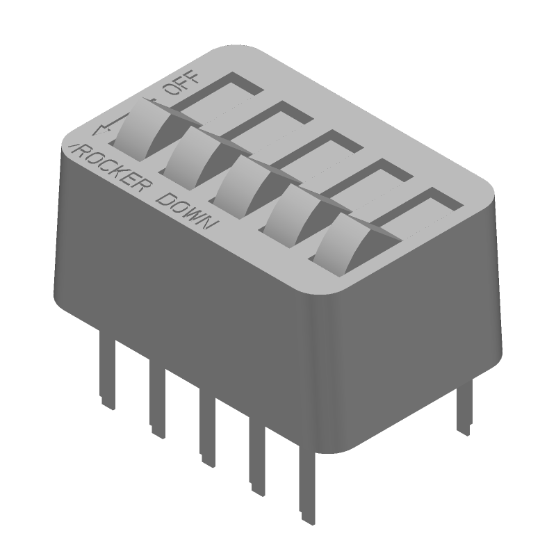 5 Pos Sealed Rotary Slide DIP Switch, 1A, 40VDC, SPST, Gold Cu Alloy