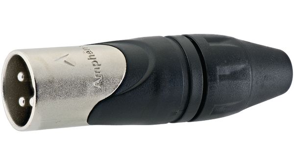 3 Pin XLR Male Solder Connector, 15A, 133V, IP40, Metal