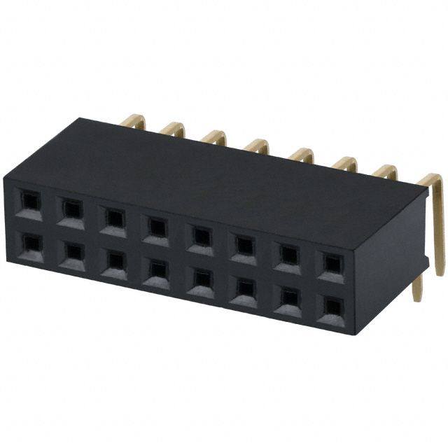 16 Pos 2 Row Female Socket Connector, Gold, 250V, TH