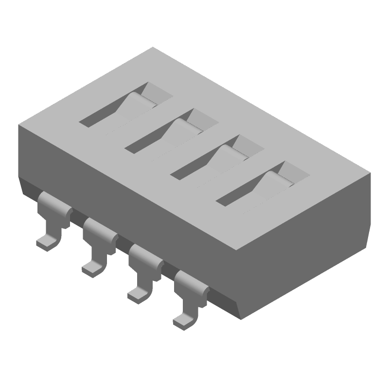 DIP Switch, 4-POS, SPST, 100mA, 24VDC, Slide, SMD, Gull Wing