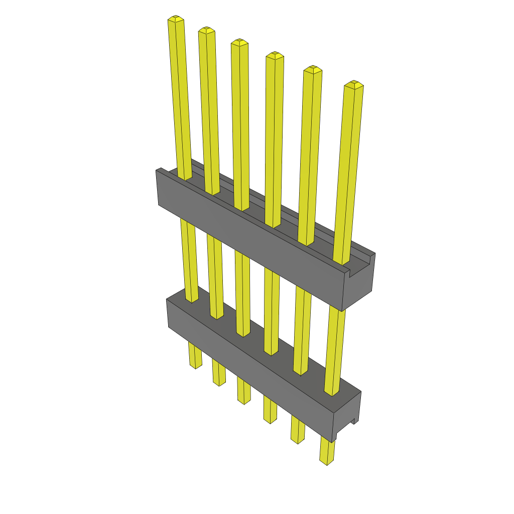 6-Contact HDR Board Stacker, 2.54mm Pitch, Through Hole Mount, -55°C to 125°C