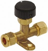 Foot mount needle valve tube-tube,1/4in