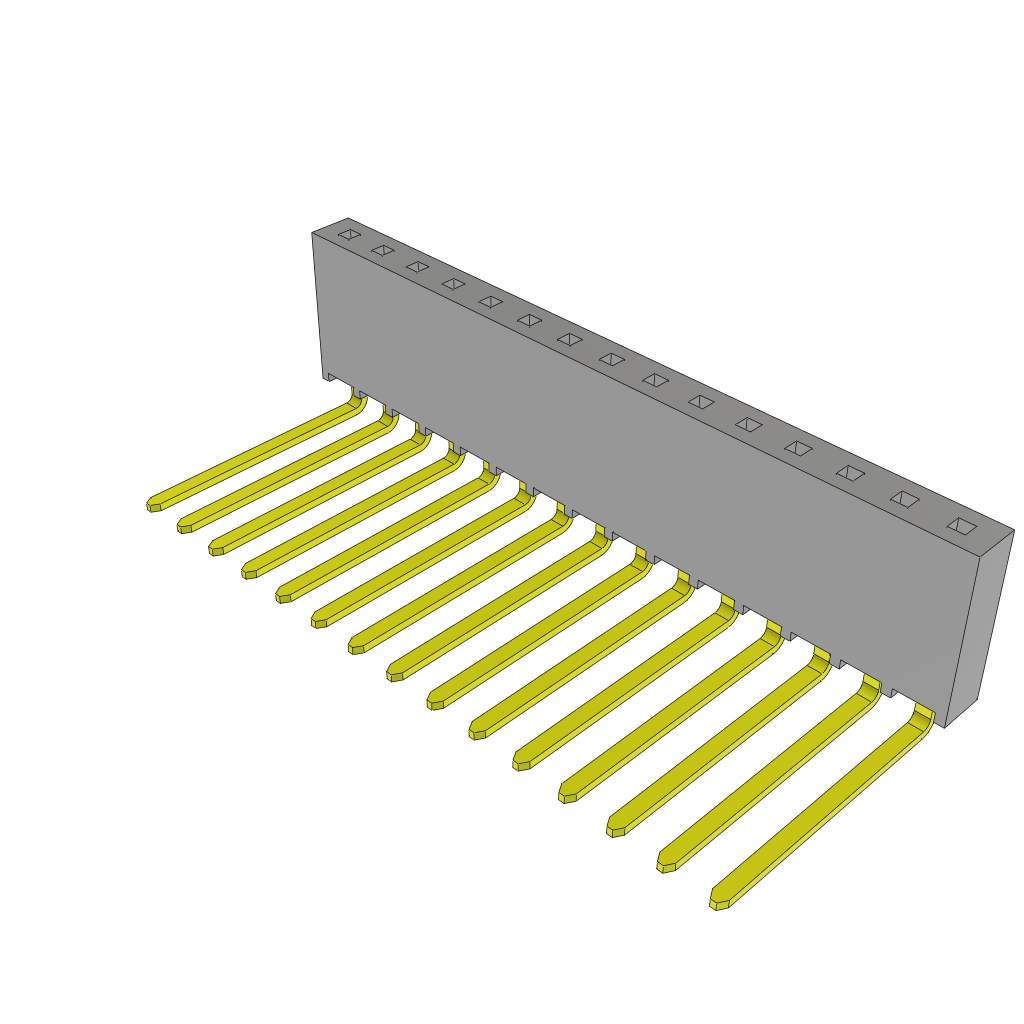 15-Position Through Hole Female Connector, Black Insulation, 2.54mm Pitch