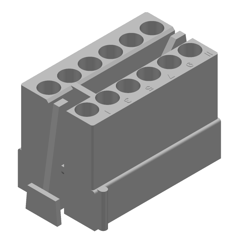 12 Pos Wire-to-Wire Plug Housing, Natural, 13A, 250V