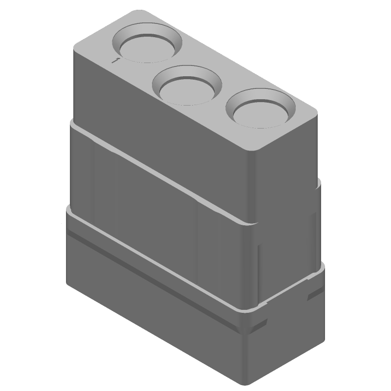 3-Pole 3-Position Panel Mount Connector, Natural Color, ELV Compliant
