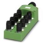 Sensor/actuator box, with 8 double-occupied slots, 4-pos., QUICKON fast connection technology, with LED, markers, with plug-in master cable connection