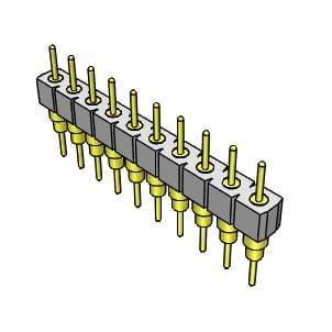 Conn Unshrouded Header HDR 10 POS 2.54mm Solder ST Top Entry Thru-Hole Tube