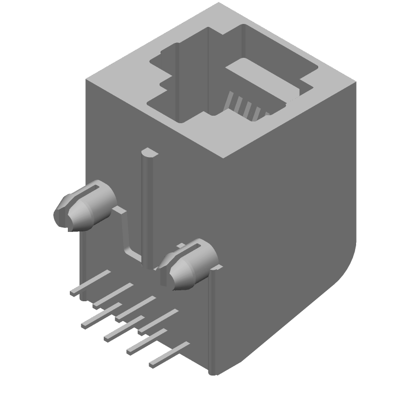 8P Female Modular Connector, Right Angle, 1.5A, 150V, Solder
