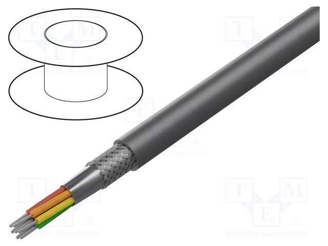 18AWG 7C Shielded Multi-Conductor Cable, 600V, 105°C, 100ft