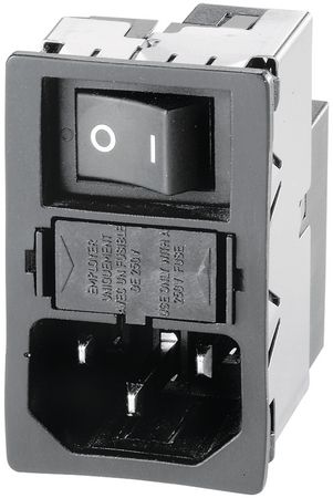 1A 250VAC Filtered Power Entry Module, 3 Pos, Shielded