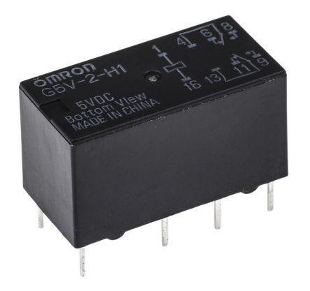 5VDC 1A DPDT Signal Relay, THT, DIP