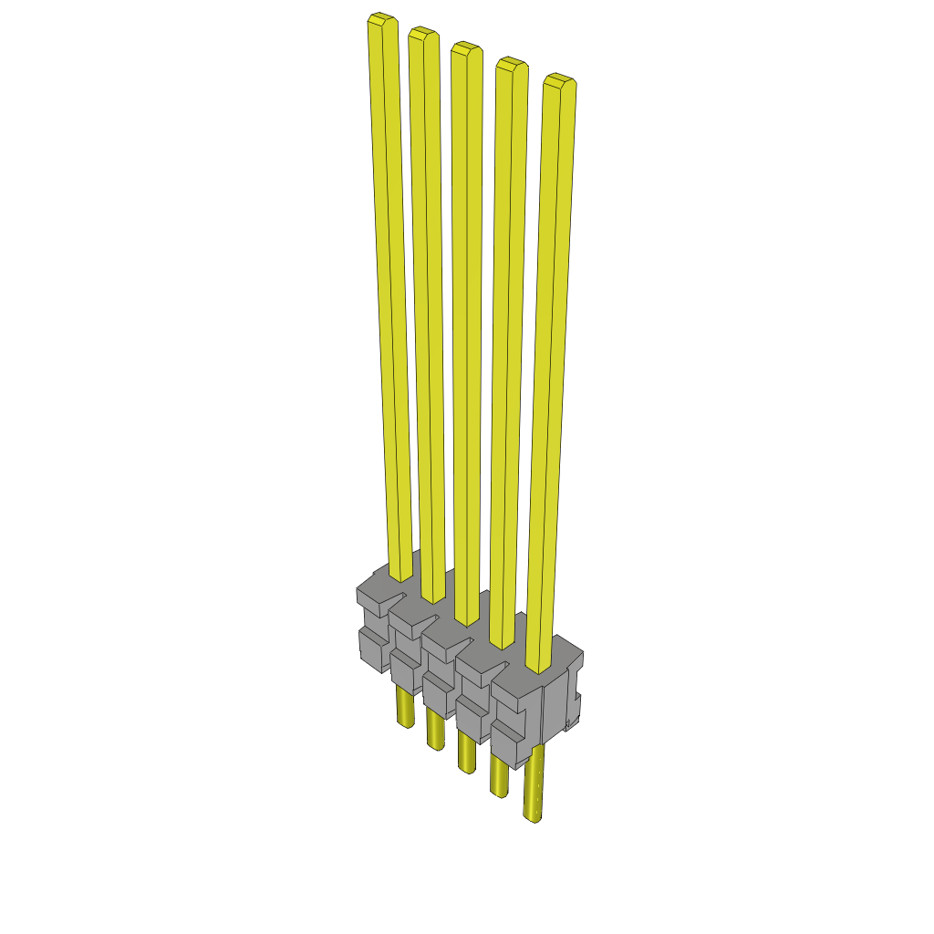 5-Contact Through-Hole Connector, Gold Plating, 1.27mm Pitch, RoHS Compliant