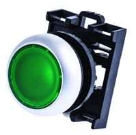 EATON MOELLER M22-DL-G+M22-A Illuminated Pushbutton Switch, Off-(On), 500 V
