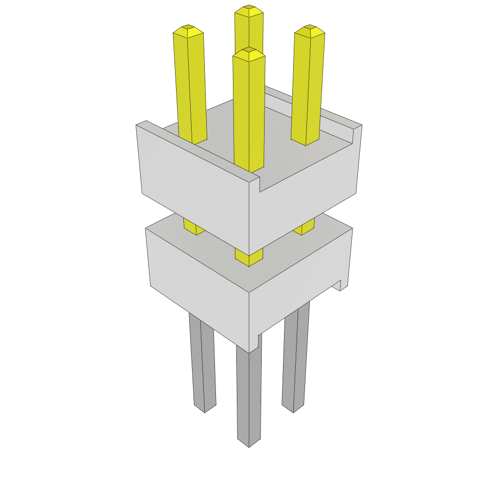 4-Position 2-Row Shrouded Header, 2.54mm Pitch, Through Hole Mount, Gold Contact Plating