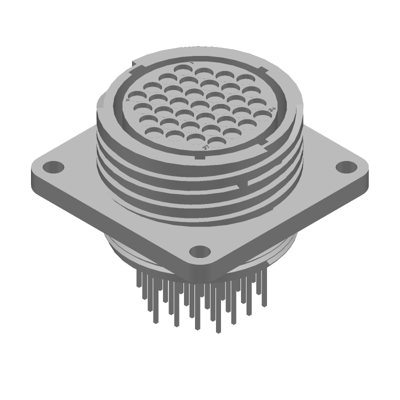 37 Pos Circular Connector, 13A, 250V, Gold Contacts, Panel Mount