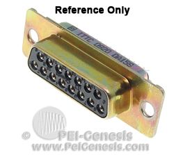 D Subminiature Connector, 15 Contact(s), Female, 0.109 inch Pitch, Solder Terminal, Hole .112-.124, Receptacle,