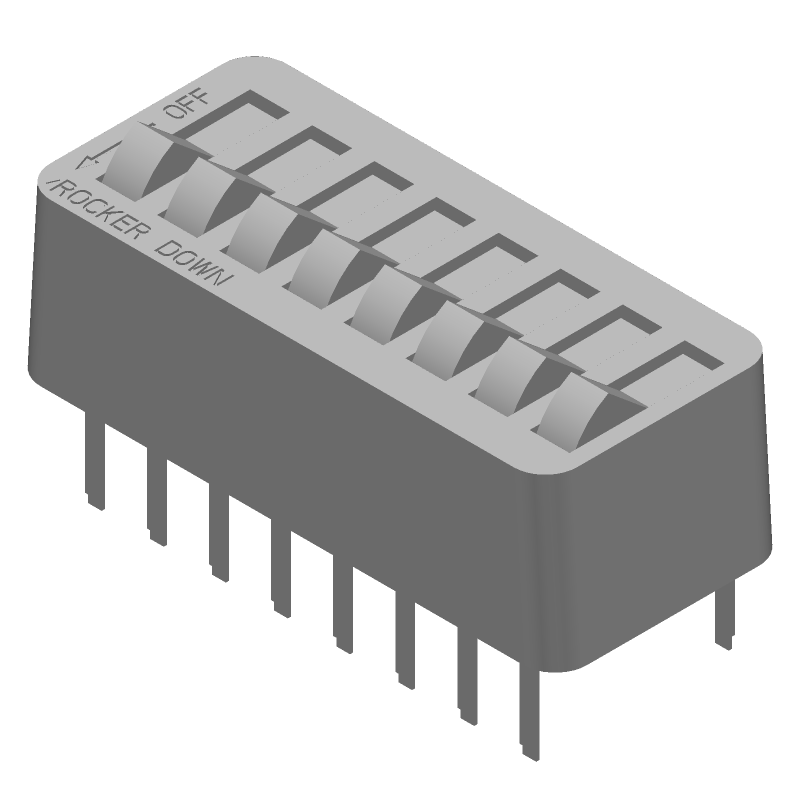 8-Pos SPST Rotary DIP Switch, 1A 40VDC, PC Pin, Thru-Hole