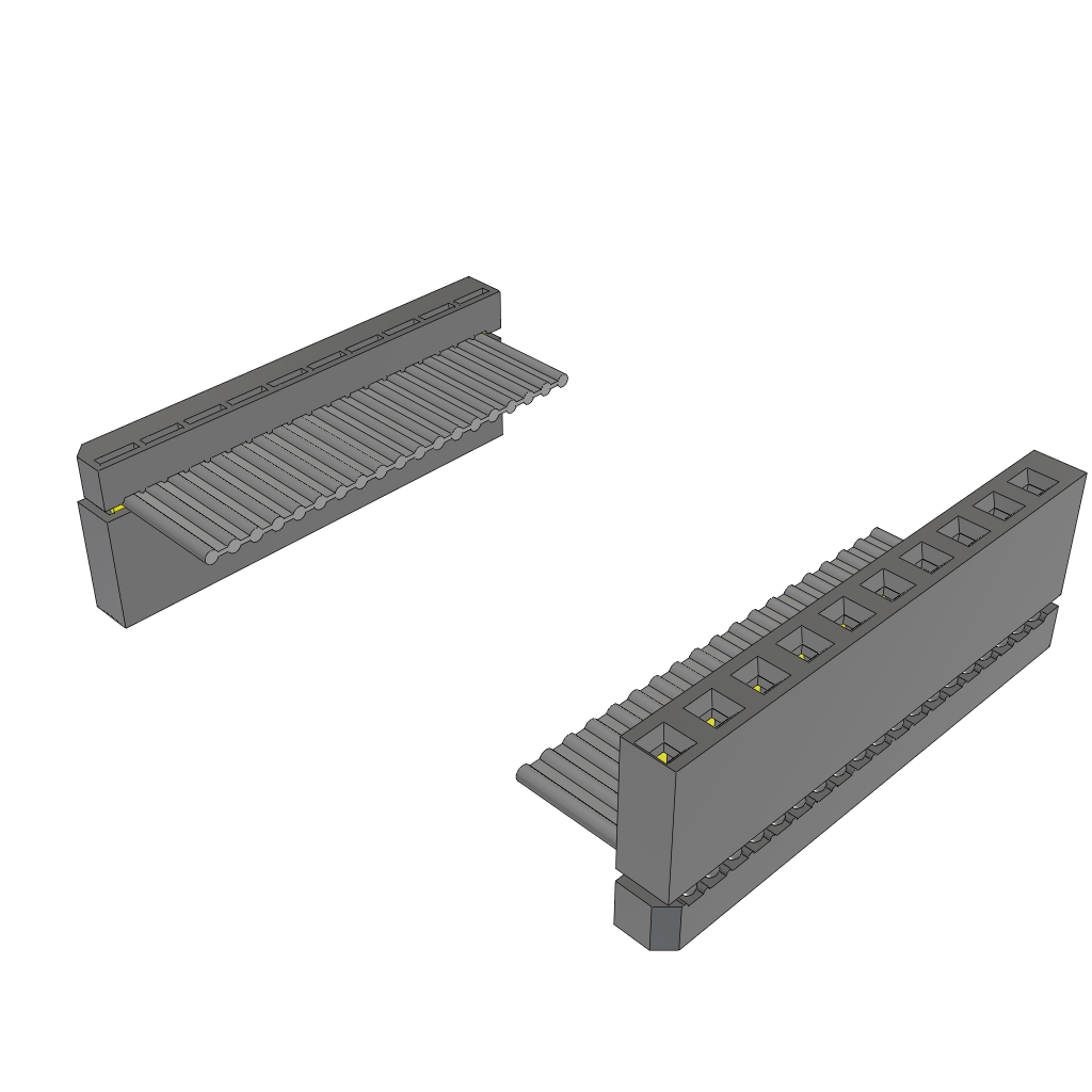 Cable Assembly Flat Ribbon 0.482m 28AWG IDC Connector to IDC Connector 10 to 10 POS SKT-SKT IDT-IDT Bulk