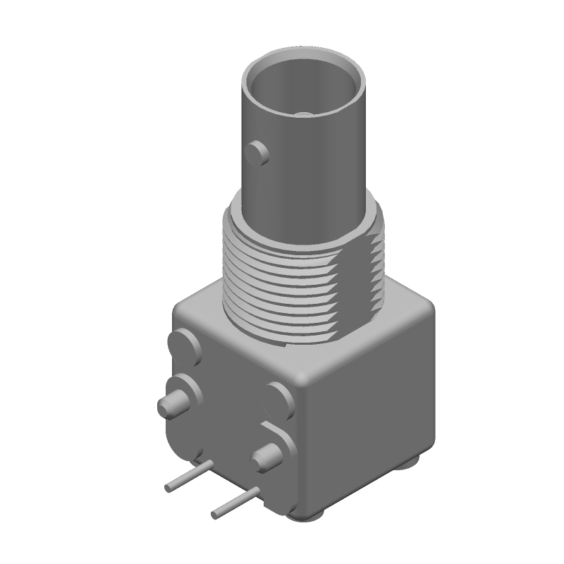 BNC RF Connector, Male, 2GHz, 75 Ohm, RA, Thru-Hole, Gold