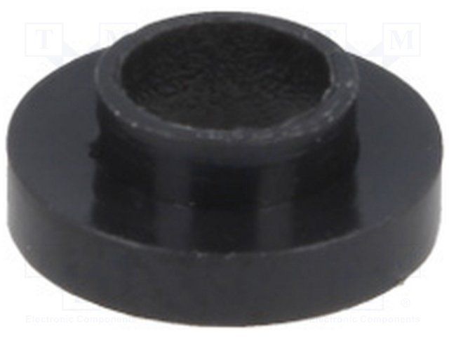 Type = Insulating Bushing / Suitable for = M3 Screw / Insulator Material = Polyamide / Insulator Material = Glass Filled Reinforced / Dielectric Strength kV/mm = 38 / Insulation Material Colour = Black / Operating Temperature Min. °C = -10 / Operating Temperature Max. °C = 200 / Height mm = 2.3 / Diameter mm = 6.4 / Thickness mm = 1.2