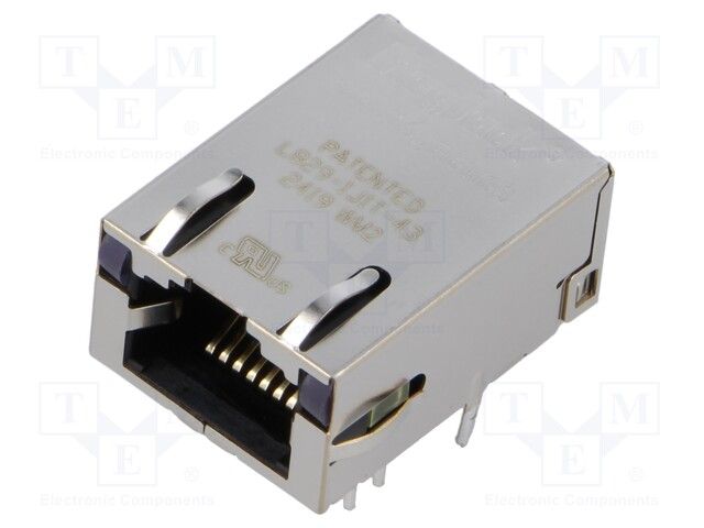 Right Angle USB-A Connector, 1 Port, Gold Plated, Metal, Silver