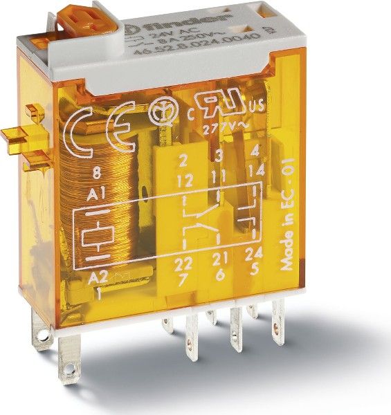DPDT General Purpose Relay, 8A AC, 24VDC Coil, PCB Mount