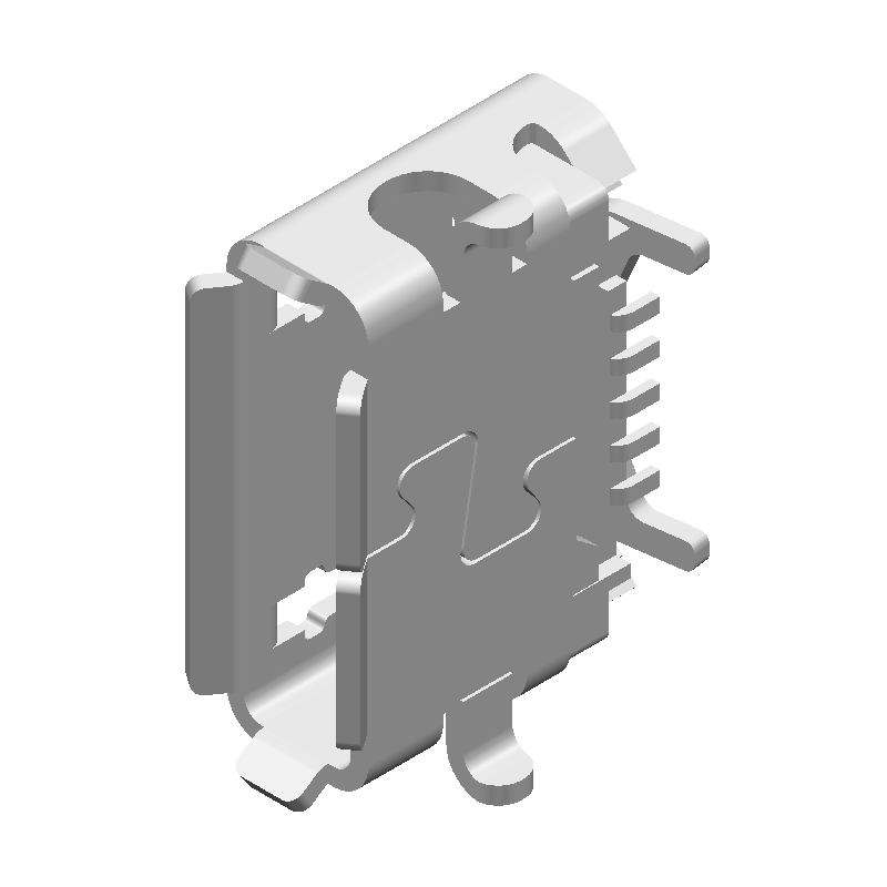 5 Pos Receptacle, Right Angle, Shielded, Solder, 30V, 1A, USB 2.0