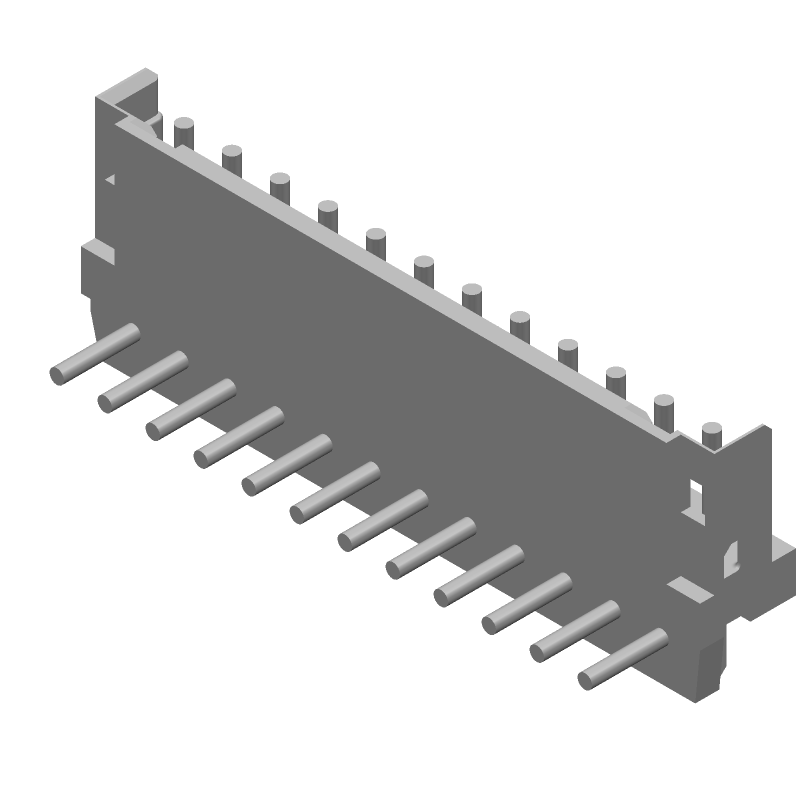 12 Pos 2mm RA Shrouded Header, Male Pin, 2A, 125V, Tin