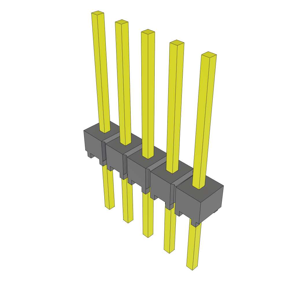 5-Contact Unshrouded Header, HDR, 2.54mm Pitch, Through Hole Mount