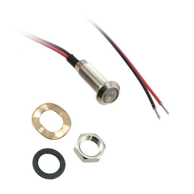 Green LED Mount, 5.1mm Round Flat Fresnel Lens, 3.4V, 120°