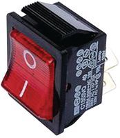 ARCOLECTRIC C1353VQ0/1RED Rocker Switch, Illuminated, DPST, Off-On, Red, Panel, 16 A