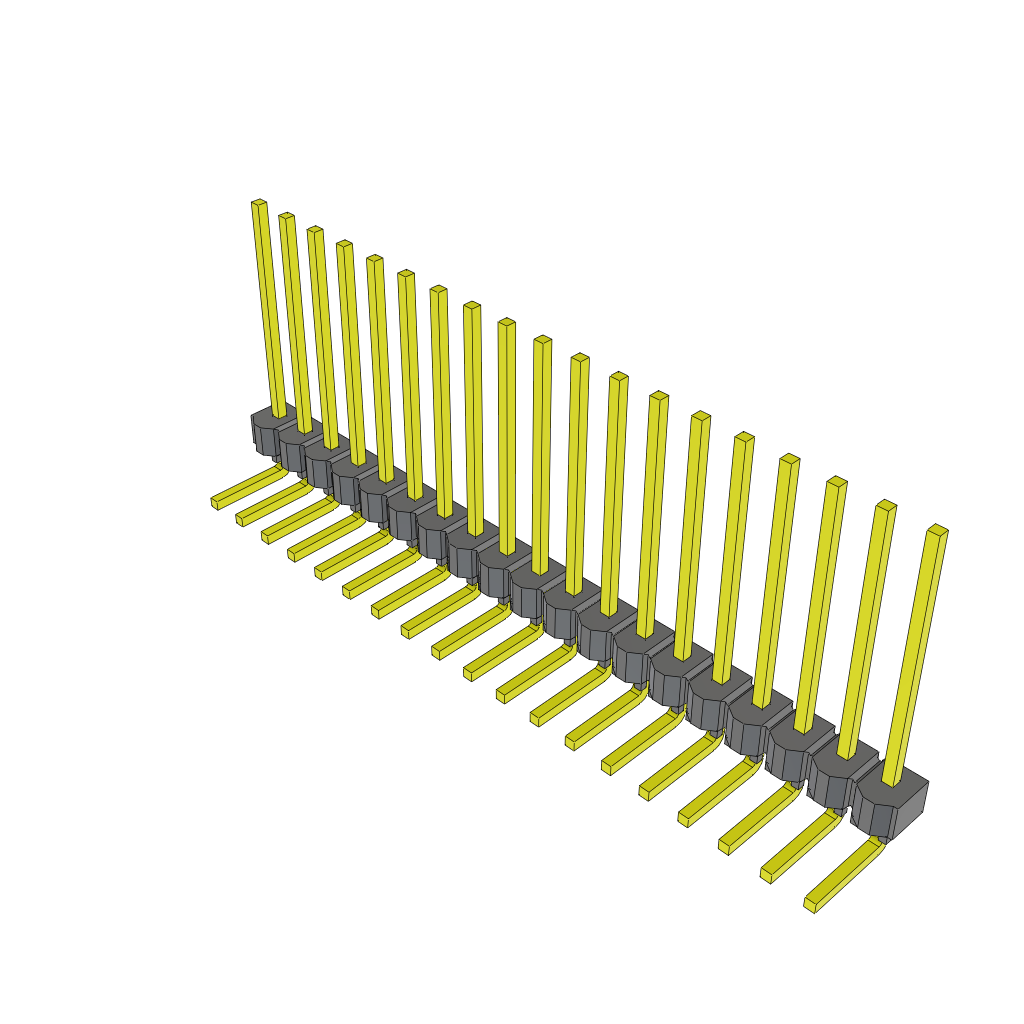 19-Contact Unshrouded Header HDR 2.54mm Pitch Through Hole