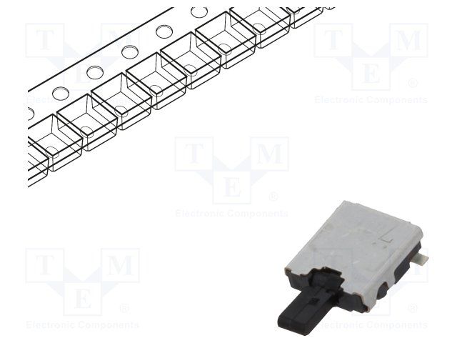 SPST-NO Toggle Switch, 10mA 5VDC, SMD, Right Angle