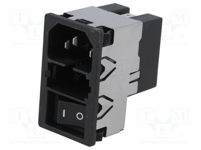 2A 250V AC IEC C14 Card Edge Connector, 3 Pos, Panel Mount, Shielded
