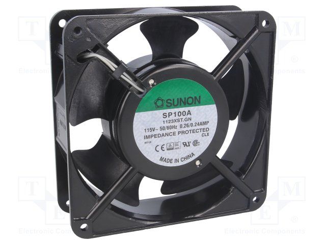 115V AC Axial Fan, 115CFM, 3100RPM, Sleeve Bearing