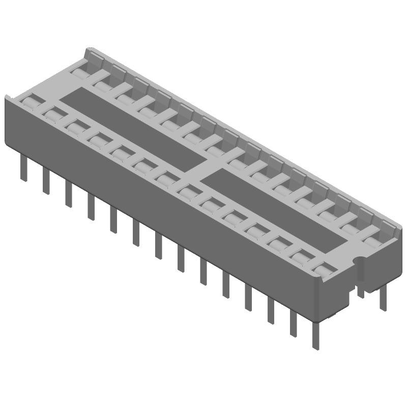 28 Pos DIP Socket, 2.54mm Pitch, 1A, 250V, Thru-Hole