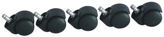 CHAIR CASTERS; Accessory Type:Chair Casters; For Use With:Bevco 9000MC2 Series Cleanroom Deluxe Chairs & 7000 Series Industrial Chairs; Product Range:-; Colour:Black; Features:Rolls smoothly over hard floors; Pack Quantity:5 ;RoHS Compliant: NA