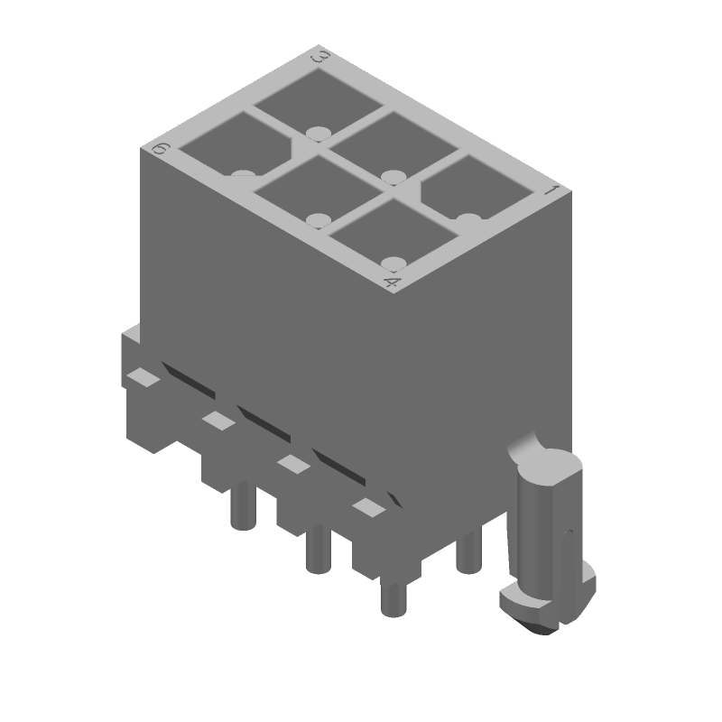 6 Pos Power Connector, 9.5A, 600V, Male, Solder, Thru-Hole, White