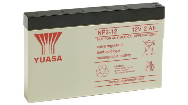 Lead-acid battery 12 V 2 Ah, NP2-12, Yuasa
