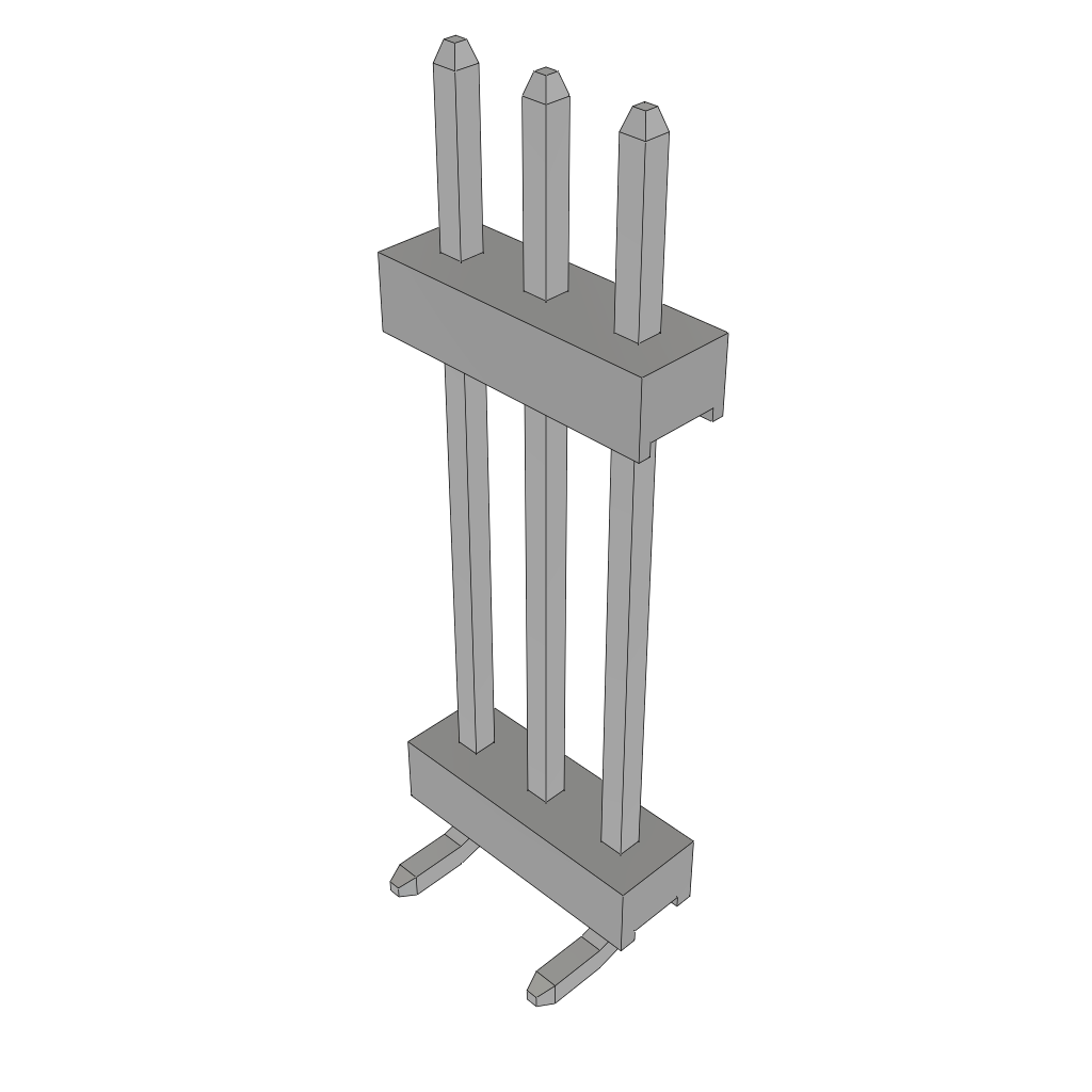 3-Contact HDR Board Stacker, 2mm Pitch, 1 Row, Solder Termination