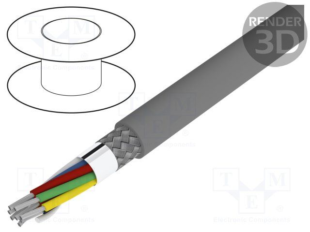 22AWG 10C Shielded Multi-Conductor Cable, 300V, 100ft