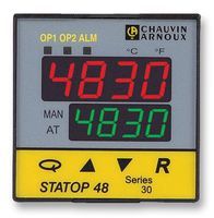 REGULATOR, DIGITAL, STATOP 4830; Limit Switch Actuator:-; Operating Force Max:-; Contact Voltage AC Max:260V; Contact Voltage DC Max:-; Contact Current AC Max:-; Contact Current DC Max:-; Product Range:-; Accuracy:± 2°C; External Depth:116mm; External Length / Height:48mm; For Use With:STATOP 48-30; Operating Temperature Max:50°C; Operating Temperature Min:-10°C; Output Voltage Max:5VDC; Output Voltage Min:0VDC; Supply Voltage Max:264VAC; Supply Voltage Min:90VAC; Switch Operation:On-Off; Temperature Accuracy ±:2°C; Thermocouple Type:B, E, J, K, L, N, R, S, T