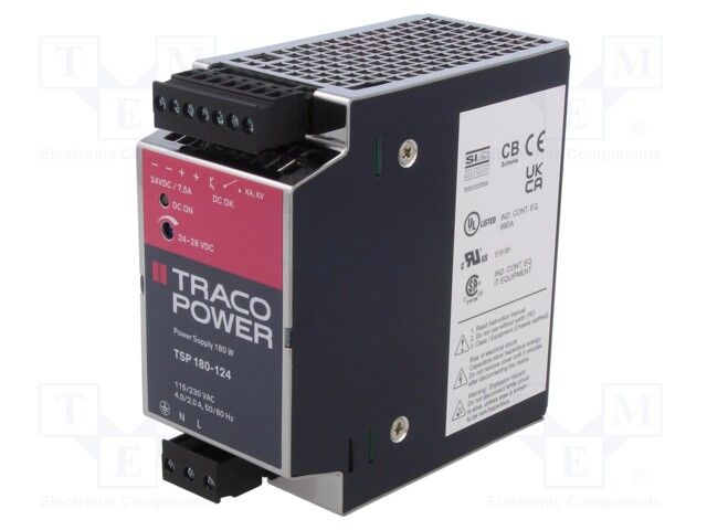 180W 24V 7.5A AC/DC DIN Rail Power Supply