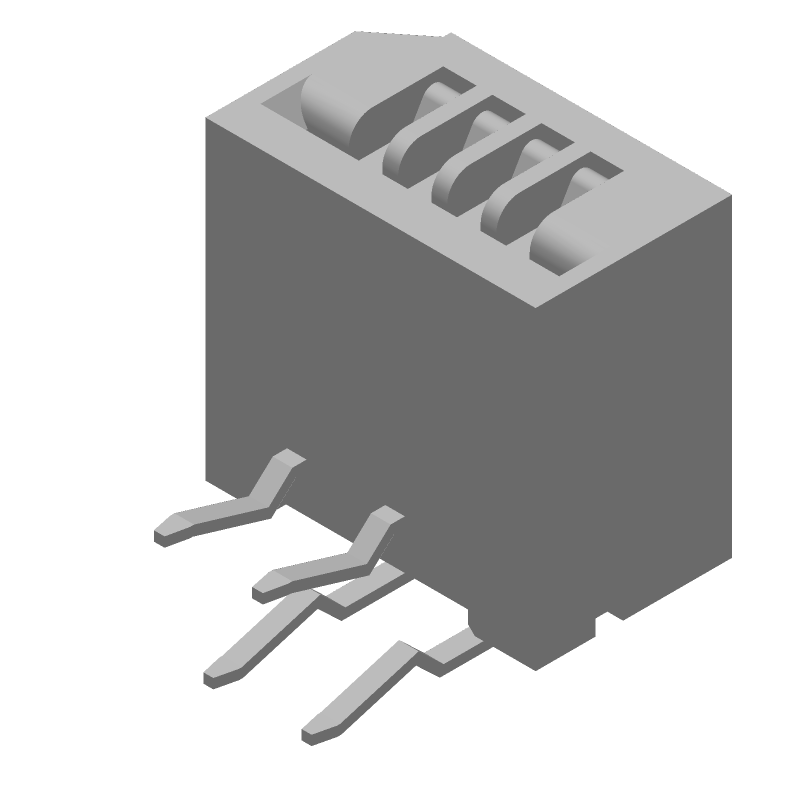 Card Edge Connector, 4 Contact(s), 1 Row(s), Female, Right Angle, 0.049 inch Pitch, Solder Terminal, Locking, Gray Insulator, LEAD FREE