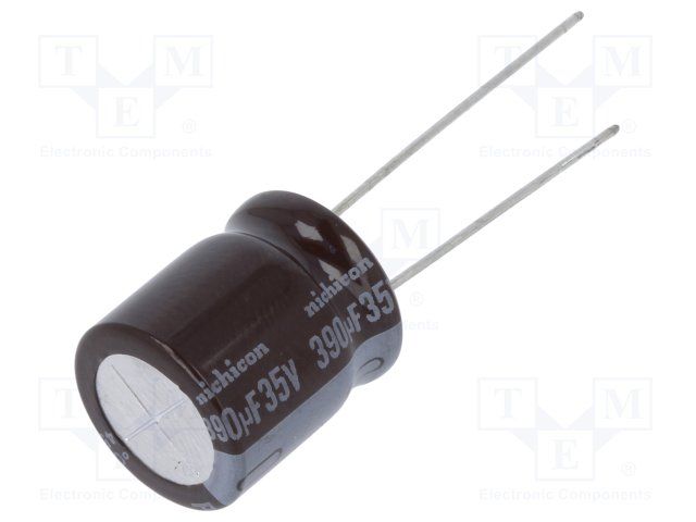 Cap Aluminum Lytic 390uF 35V 20% (12.5 X 15mm) Radial 5mm 825mA 5000h 105°C Bulk